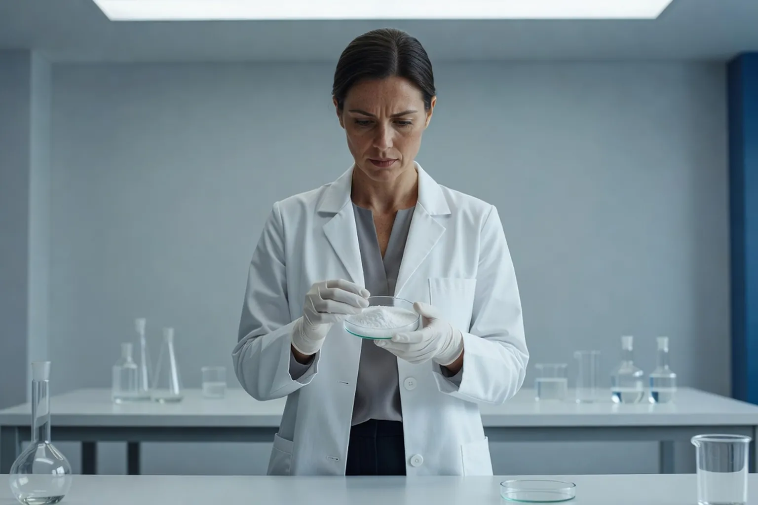 Analyse de poudre de créatine dans un laboratoire
